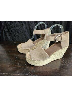 Marc Fisher Alida Tan Leather Espadrille Wedge Sandals/Sz. 11M